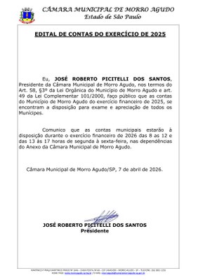 Edital de Contas do Exercício de 2025